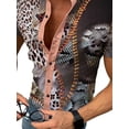thumbnail image 4 of DYMADE Men Casual Printed Lapel Short Sleeve Buttons Shirt, 4 of 4