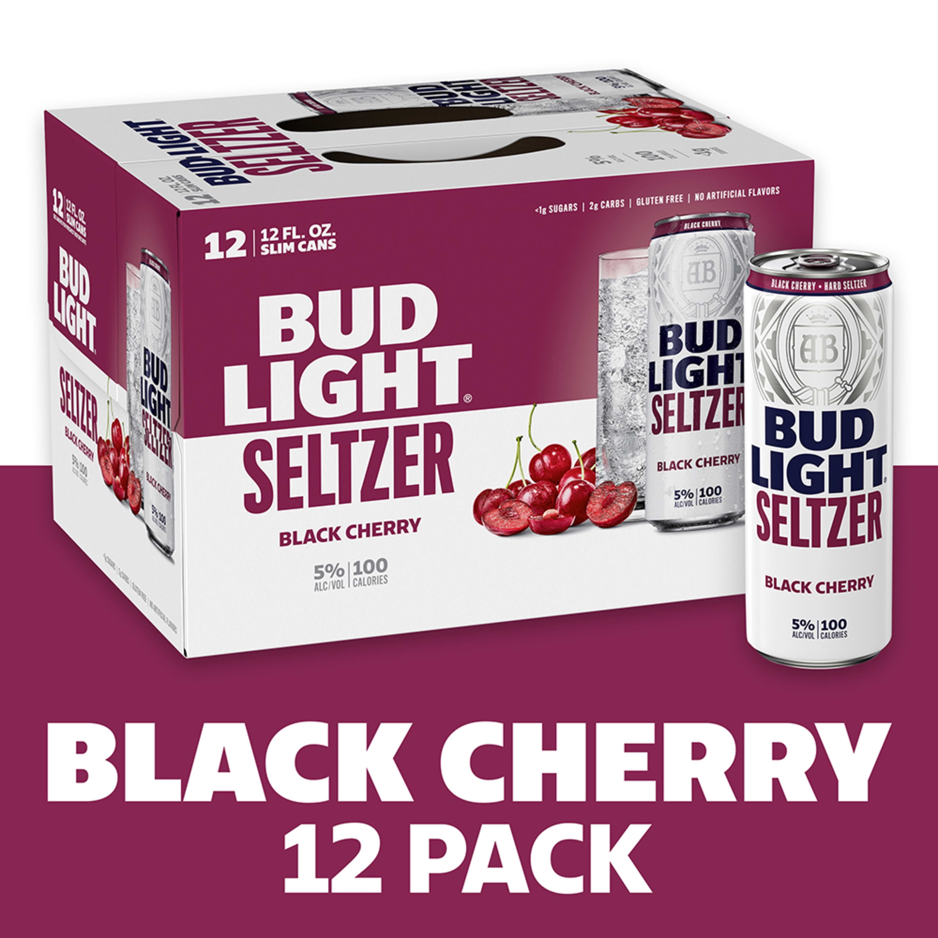 Bud Light Seltzer Black Cherry, Gluten Free Hard Seltzer, 12 Pack, 12