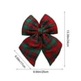 thumbnail image 3 of Christmas Bow Decor - 9.5" Green Checkered Holiday Hanging for Tree/Wreath/Gifts, Premium Fabric Decoration for Farmhouse & Rustic Home Decor, 3 of 6