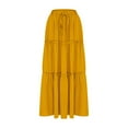 thumbnail image 4 of Homenesgenics Skirt for Women Fall Fashion Women Casual Comfort Elastic Waist Tie Pocket Ankle Skirt Yellow XL, 4 of 7