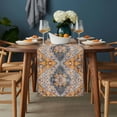 thumbnail image 4 of Turmeric Floral Table Runner 13x60 inch Medieval Ethnic Turkey Cotton Linen Dining Table Runner Ideal for Dresser Kitchen Coffee Tables - Machine Washable, 4 of 9