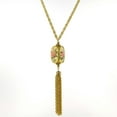 thumbnail image 3 of 1928 Jewelry Gold Tone 3 Sided Pink Floral Decal Spinner Tassel Pendant Necklace For Women 30, 3 of 4