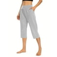 thumbnail image 4 of Bovemsi Yoga Pants For Women Capri Leggings 2025 High Waisted Cutout Capris Lightweight Cozy Cropped Solid Soft Pajams Capri Leggings,XL, 4 of 6