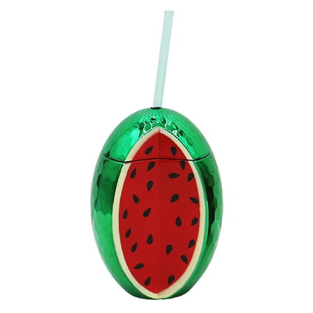 

Farfi 700ml Straw Cup High Capacity Large Diameter Leakproof Electroplated Temperature Resistant Drink Water with Lid Cute Watermelon Milk Tea Cup Water Bottle for Student (Green)