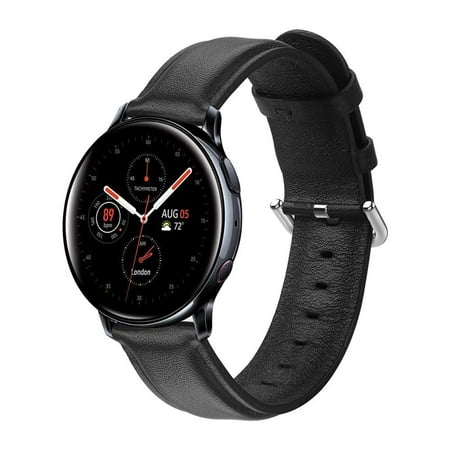 YuiYuKa 20mm Leather band For Samsung Galaxy Watch Active 2 44mm 40mm/42mm Gear S2/Sport Belt Huawei GT 2-2e-pro 42 mmm Bracelet Strap Men Women Wristbands - black