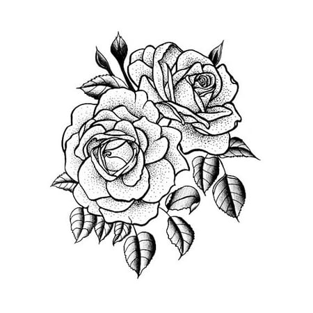 Tattify Traditional Flower Temporary Tattoo - Twin Rose