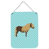 Shetland Pony Horse Blue Check Wall or Door Hanging Prints