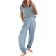thumbnail image 5 of Lucakuins - Conjunto de pantalones para mujer, camiseta de manga corta con cuello redondo y pantalones largos, atuendo de verano Lucakuins  moda, 5 of 9