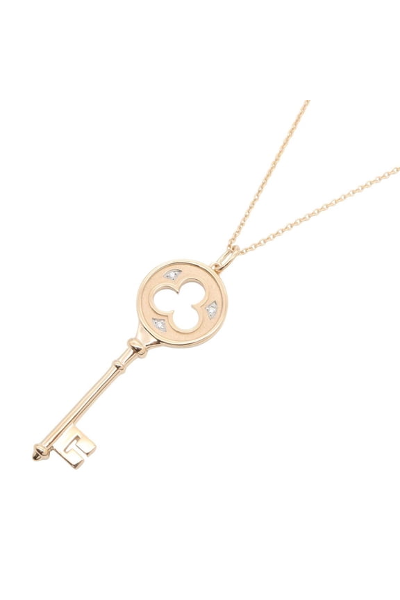 Pre-Owned Tiffany & Co. Clover Key 3PD Necklace, 18K Pink Gold (PG) Diamond Women's, Tone,...