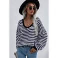 thumbnail image 2 of Womens Sweaters Pullover Oversized Deep V Neck Off Shoulder Tops Long Sleeves Loose Knit Sweater, 2 of 6