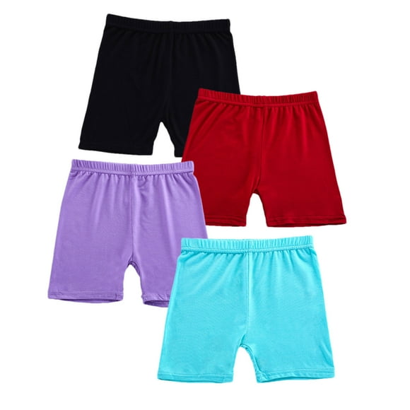 Huvoen Toddler Boys Girls Cotton Jogger Shorts 4pcs Kids Girls Bike Shorts Shorts for Girls Toddler Biker Under Dress Dance Multi-Color Shorts Multicolor 6 Years