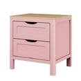 thumbnail image 3 of Treocho 2 Drawers Nightstand, 20'' Bedside Table, w/Hidden Handles, Wooden, Kids, Pink, 3 of 8