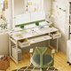 thumbnail image 2 of Study Desk Work Desk with Monitor Shelf, Writing Desk with Storage for Home Office, White My Lux Decor Round, 2 of 4