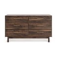 thumbnail image 2 of Kip 59 Inch Modern Dresser Brown Wood Frame 6 Drawers Gold Metal Handles - Saltoro Sherpi, 2 of 6
