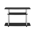 thumbnail image 4 of Wood TV stand in Americano, Chrome finish, three-tier shelving, media storage, 4 of 6