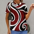thumbnail image 6 of Red Swirls Abstract Art Women's T-Shirt Short Sleeve T Shirts Tops Tee Ladies Loose T, 6 of 6