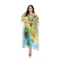 thumbnail image 4 of White Mark PSLD985-227 Women Plus Size Sheer Maxi Caftan Sparkle Tunic Top, Red - One Size, 4 of 10