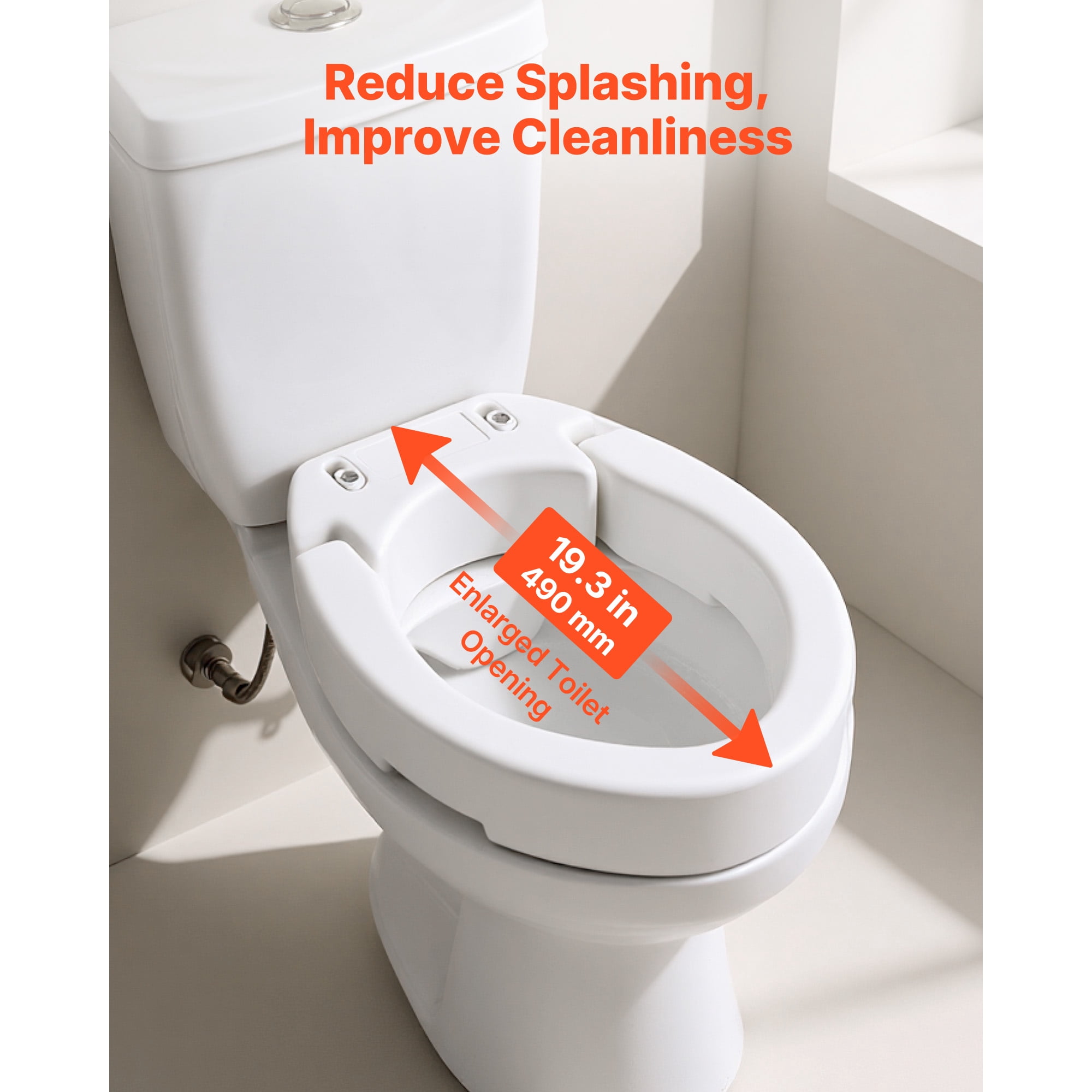 KFFKFF Raised Toilet Seat with 300 lbs Capacity, 3.5-Inch Height Increase, Enlarged Opening for Seniors, Adults, and Individuals with Disabilities, Compatible with Elongated Bowls