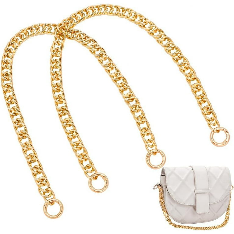 Metal Purse Chain Strap 16.9Inch Short Metal Handbag Chain Shoulder Chain Strap Gold Replacement Shoulder Bag Handle Chain with Swivel Clasp for DIY