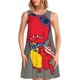 thumbnail image 1 of Balery Dinosaur Super Hero Cartoon Vestidos de verano para mujer con estampado: vestido holgado sin mangas, vestido playero informal y cómodo para días calurosos., 1 of 7