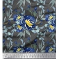 thumbnail image 2 of Soimoi Gray Georgette Viscose Fabric Leaves & Peony Floral Print Sewing Fabric Yard 44 Inch Wide, 2 of 3