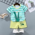thumbnail image 2 of TOWED22 Toddler Kid Boy Summer Clothes 2pcs Dinosaur Truck Short Sleeve Top Shirt Casual Shorts Outfits(Light Green,7-8 Y), 2 of 4