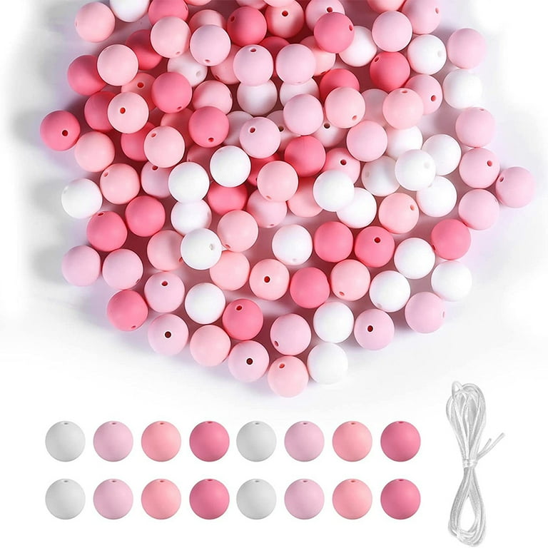 Litake 120Pcs Round Silicone Beads 15mm Necklace Bracelet Silicone