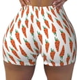 thumbnail image 2 of Rateoe Carrot Printed Power Workout Shorts for Women Tummy Control Squat Proof Ribbed Thick Seamless Scrunch Active Short-Large, 2 of 8