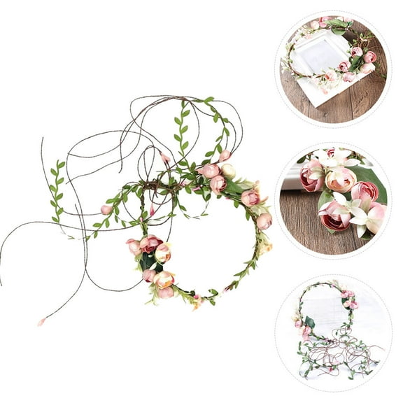 MUSEYA Bridal Hair Crown Pink Textile 1Pc