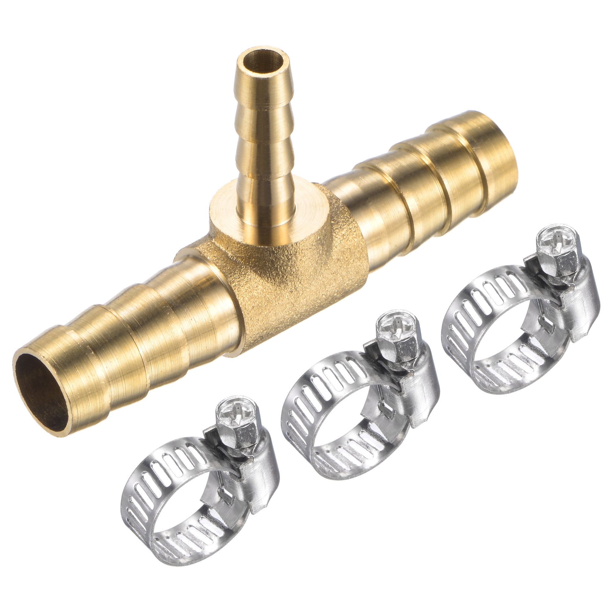 Uxcell 5/16x5/16x3/16 OD Barb Brass Tee Hose Pipe Fitting with Hose