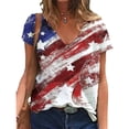 thumbnail image 2 of IROINNID Women's V-Neck T-Shirt Short Sleeve 4th Of July Top Casual Blouse Tops USA 4th Of July, 2 of 7