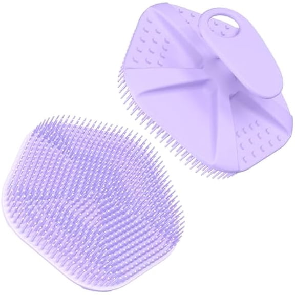 WangHooo Silicone Body Scrubber Back Scrubber for Shower, Exfoliating Body Brush, Rubber Massage Loofah for Men and Women, Effective Skin Cleaner and Exfoliator, Bath Scrub for Deep Cleaning (Purple)