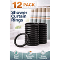 thumbnail image 2 of 12 Pack Shower Curtain Rings Hooks Plastic Easy Glide Snap Closure Rust Free Fits All Standard Shower Rods Black, 2 of 7