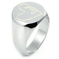 thumbnail image 1 of Sterling Silver Love Heart Calligraphy Engraved Round Flat Top Polished Ring, 1 of 1