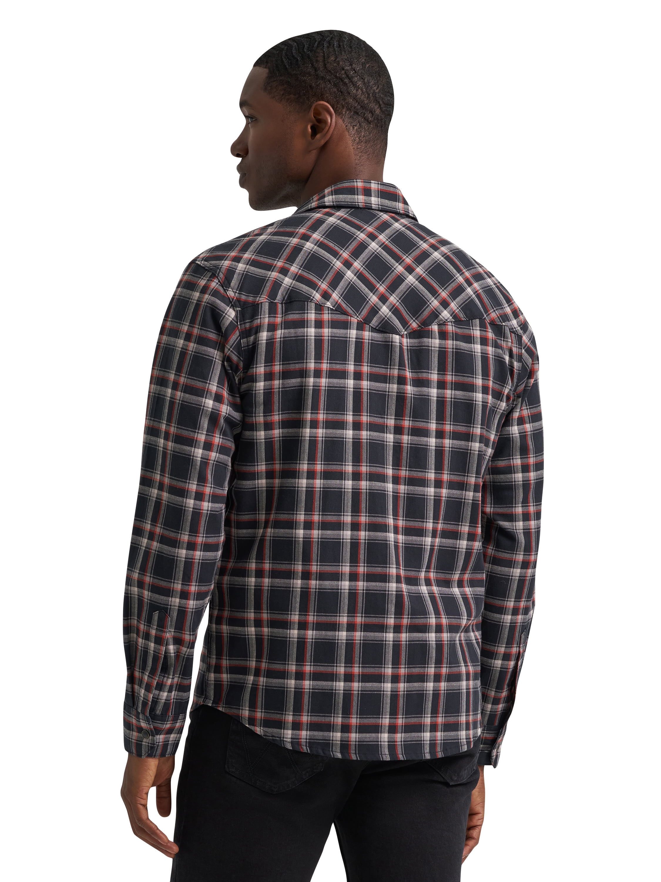Wrangler® Men's and Big Men's Regular Fit Long Sleeve Fashion Twill Plaid Shirt, Sizes S-2XL