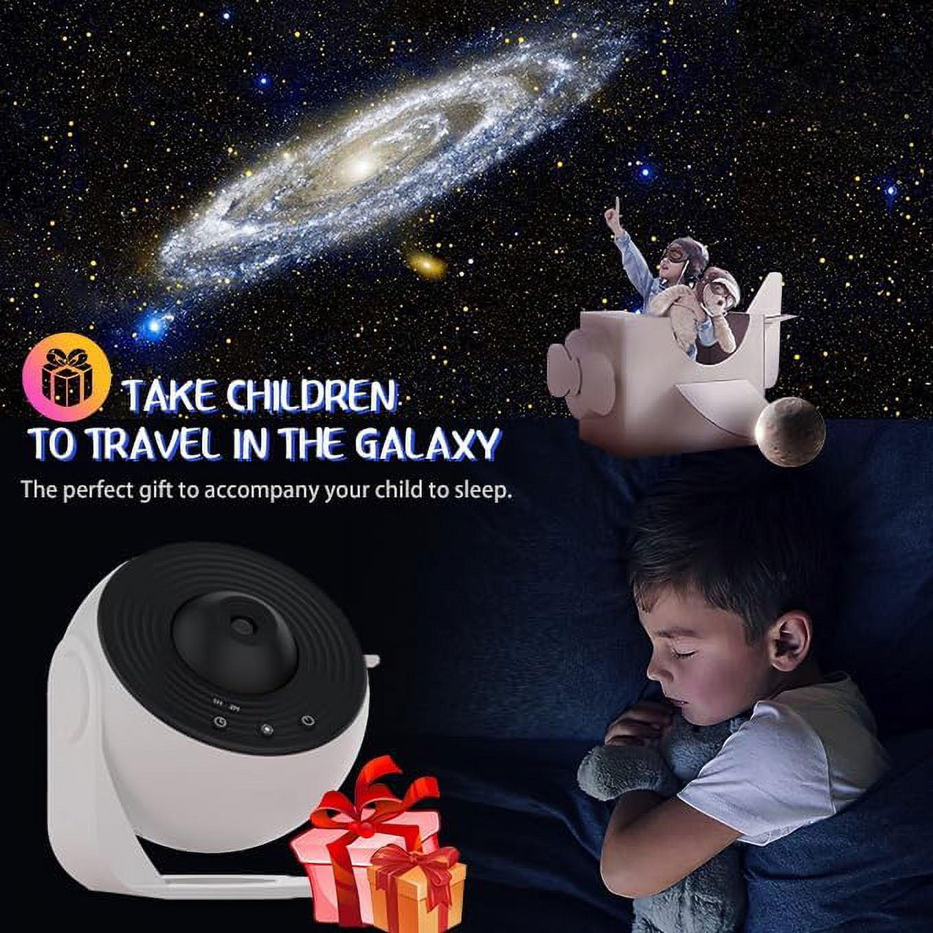 Galaxy Projector, 13 in 1 Star Projector Galaxy Light with Adjustable Knob and Timer, 360° Rotating HD Planetarium Projector Star Night Light for Kids Bedroom Ceiling Decor Holiday Gift (White)