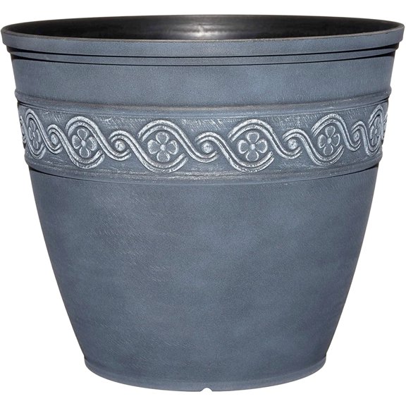 Classic Home 13 x 8 x 11 Inches Round Storm Blue Resin Flower Pot Planter for Indoor And Outdoor