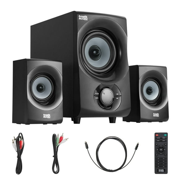 Acoustic Audio by Goldwood Bluetooth 2.1 Speaker System 2.1-Channel Home Theater Speaker System, with Optical/Aux/USB/SD Inputs Black (AA2172)