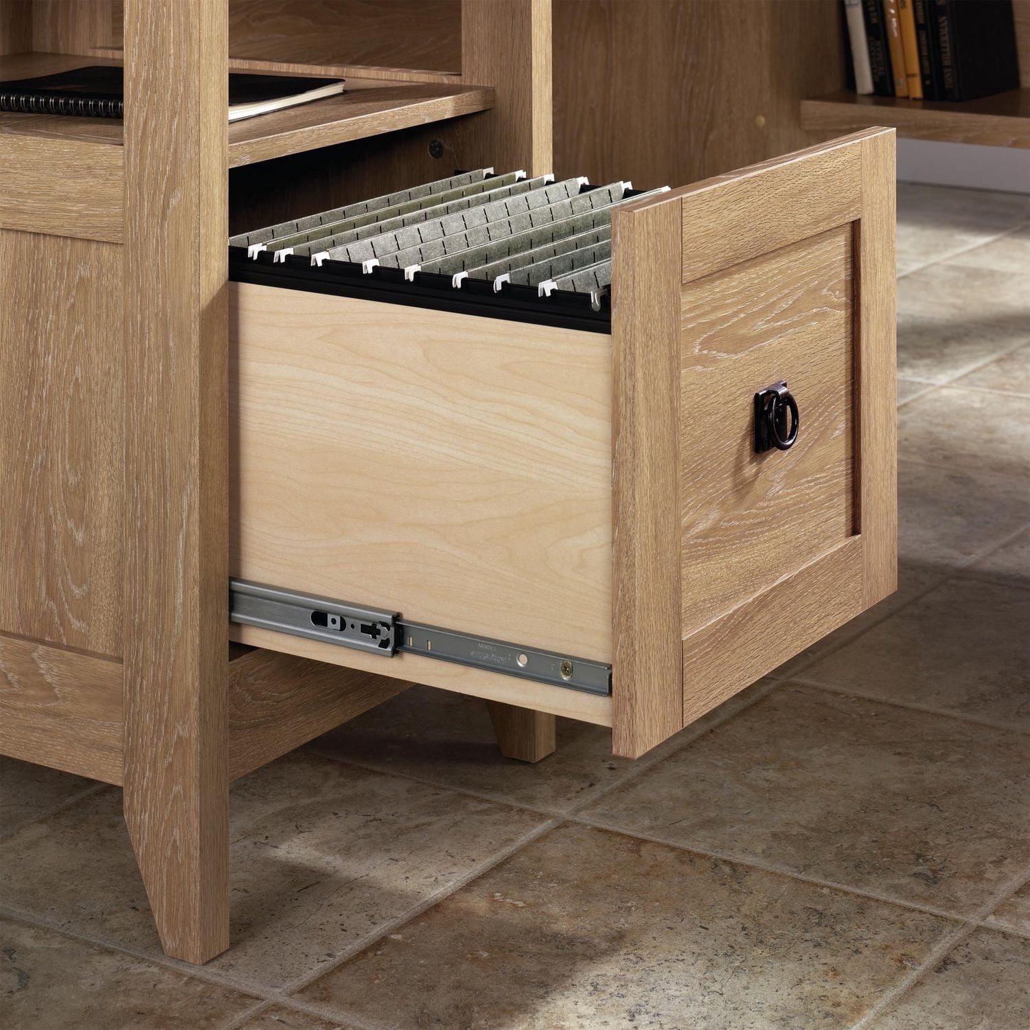Sauder August Hill L-Desk in Dover Oak Finish