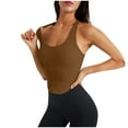 thumbnail image 5 of YWDJ Bras for Women Plus Size Push up Pullover Sports Bras No Wires Workout Bras Wide Strap Full Coverage Gym Bras Low Support Wrap Yoga Bras Padded Lounge Bras Comfort Solid Bras Coffee L, 5 of 6