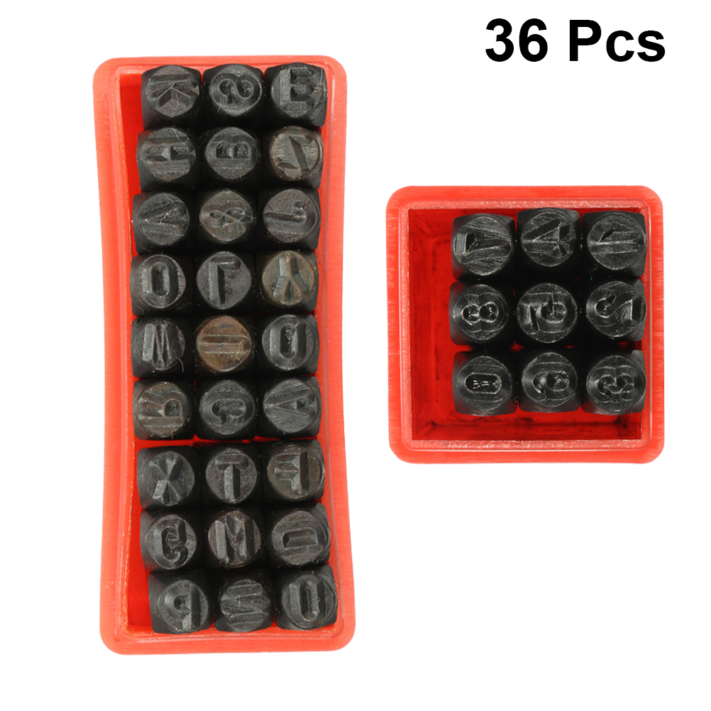 NUOLUX 36pcs 2.5mm Stamps Letters Alphabet Numbers Punch Set Wood Leather  Steel Punch Tool Leather Craft Stamp (27 Letters and Numbers) 