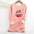 thumbnail image 2 of IROINNID Discount Christmas Sweatshirts for Women Thick Fleece Sweatshirt Long Sleeve Xmas Print Velvet Warm Crewneck Loungewear Tops,Pink, 2 of 5