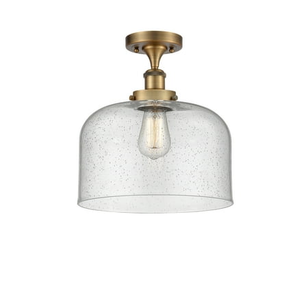 

Innovations Lighting Ballston Urban Bell - 1 Light 12 Semi-Flush Mount Brushed Brass/Seedy