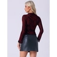 thumbnail image 4 of DARING DIVA Women's Glitter Mesh Mock Neck See Through Blouse S Red, 4 of 6