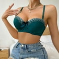 thumbnail image 4 of Bras for Women,French T-Shirt Style Demi Cup Underwire Bra for Women with Smooth Lace Push Up Support and Adjustable Comfort,Sports Bras for Women,Dark Green,XL, 4 of 9