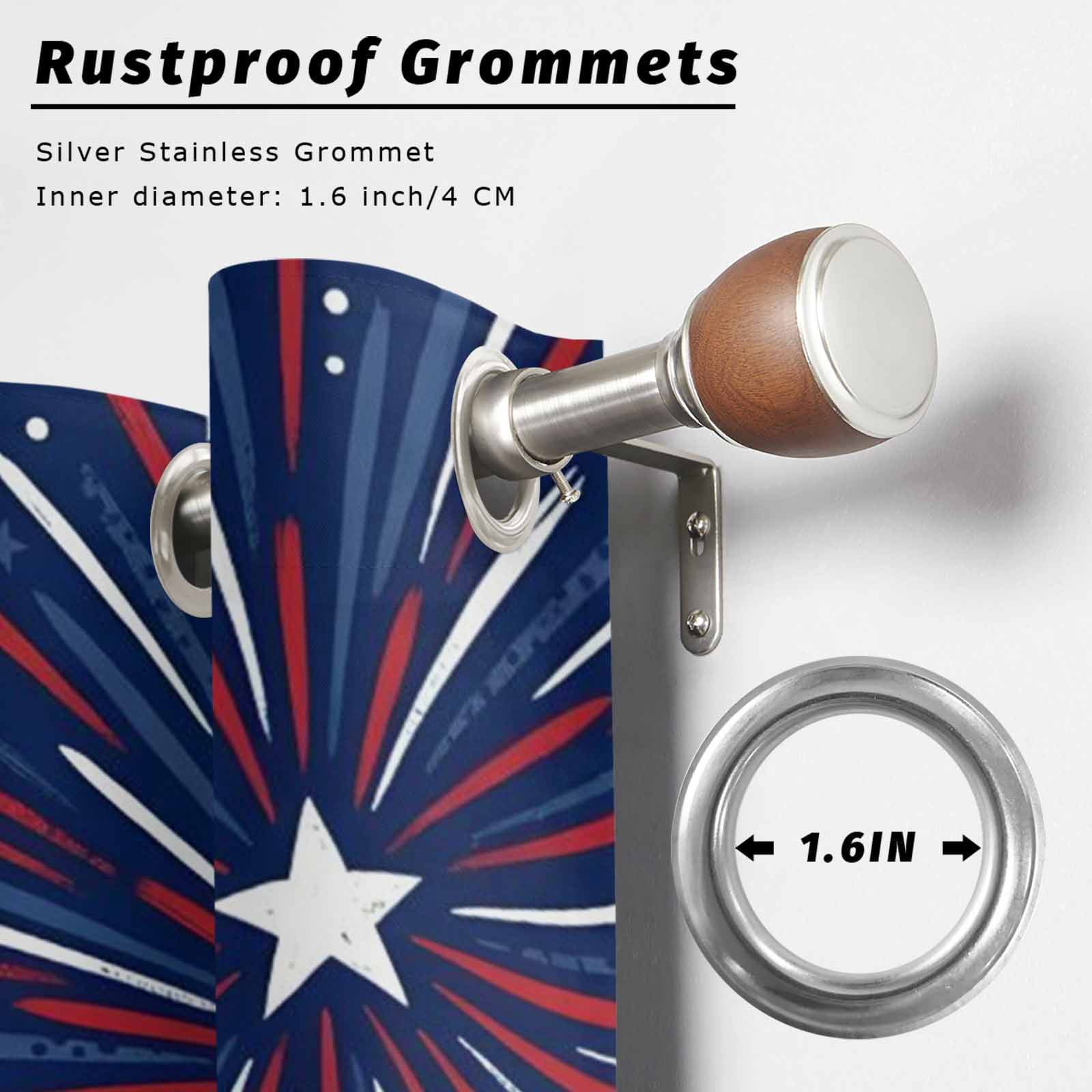 Independence Day Outdoor Curtains for Patio, U. S. Flag Cartoon Firework Graffiti Patriotic Sunshade Privacy Drapes Grommet Waterproof Outside Curtains for Porch/Cabana/Balcony 54"x 108", 1 Panel