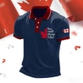 thumbnail image 2 of MDUKONU Men's Canada Day Polo Shirt Flag Pattern Button Down Collar Summer Top Navy M, 2 of 4