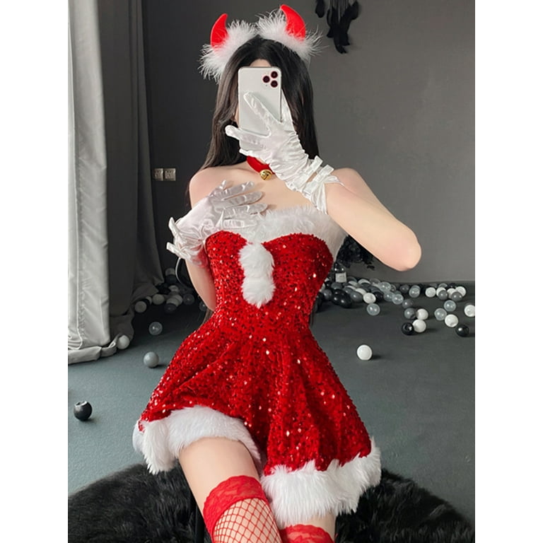 Sexy Red Christmas Costumes Women Santa Claus Cosplay Costumes Nightclub  Wear Sexy Halloween Christmas Lingerie Bodysuit