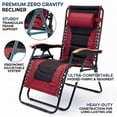 thumbnail image 3 of Leumius Zero Gravity Lounge Chair, Oversized Folding Recliner with Adjustable Backrest,Headrest Pillow & Cup Holder for Patio & Lawn,Red, 3 of 8