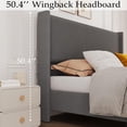 thumbnail image 4 of King Size Platform Bed Frame, Upholstered Wingback Headboard & Footboard, Tufted Corduroy Fabric, No Box Spring Needed, Easy Assembly, Modern Bedroom Furniture (Grey), 4 of 8